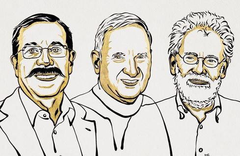 Alain Aspect, John F. Clauser y Anton Zeilinger | Ill. Niklas Elmehed © Nobel Prize Outreach