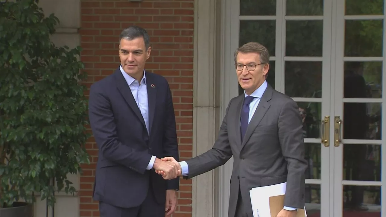 Pedro Sánchez y Alberto Núñez Feijóo. Imagen obtenida de un vídeo de Agencias.