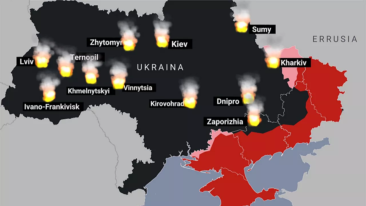 Ukrainako 12 hiri erasotu ditu Errusiak. Argazkia: EITB Media.