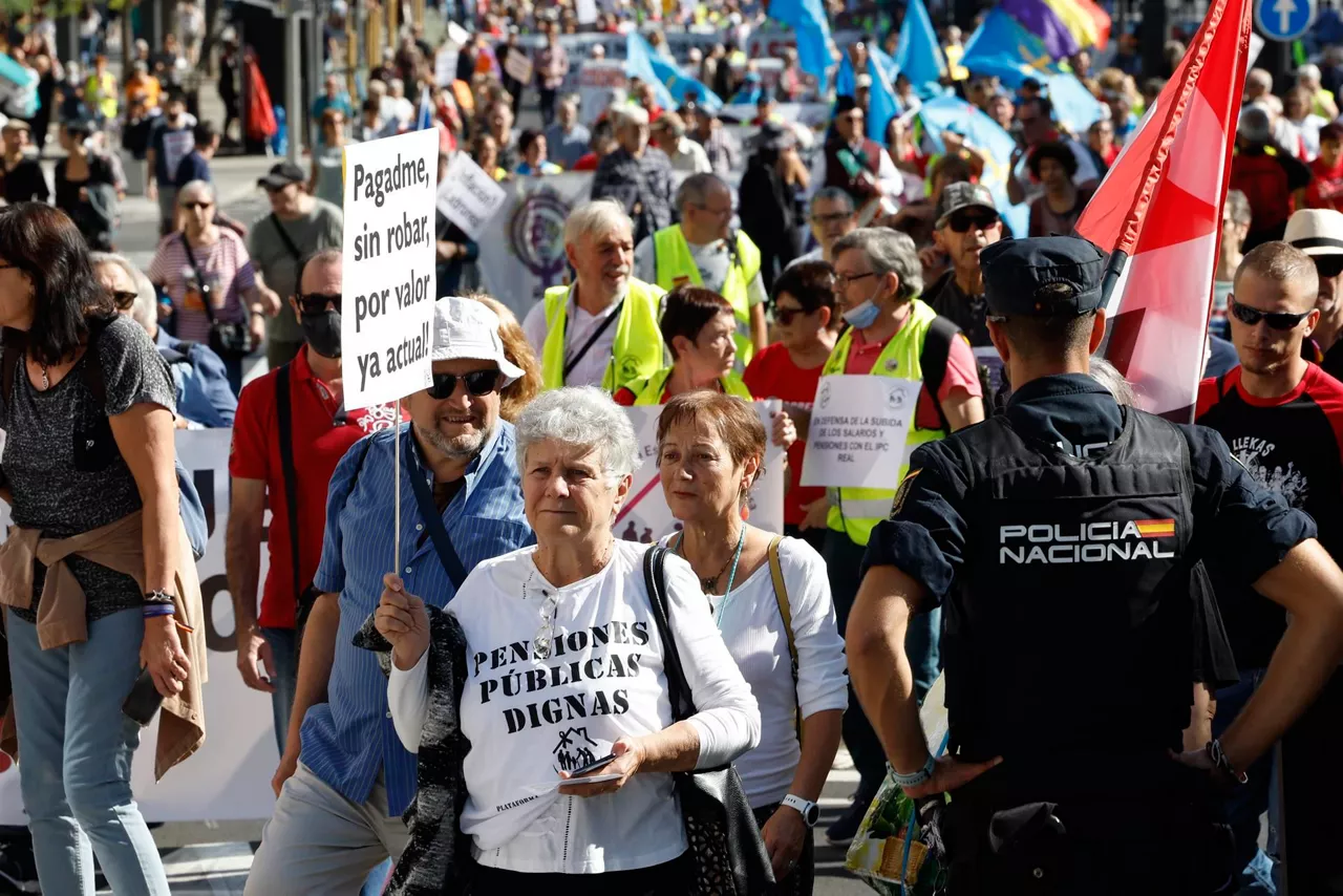Manifestación de pensionistas en Madrid. Foto: Efe