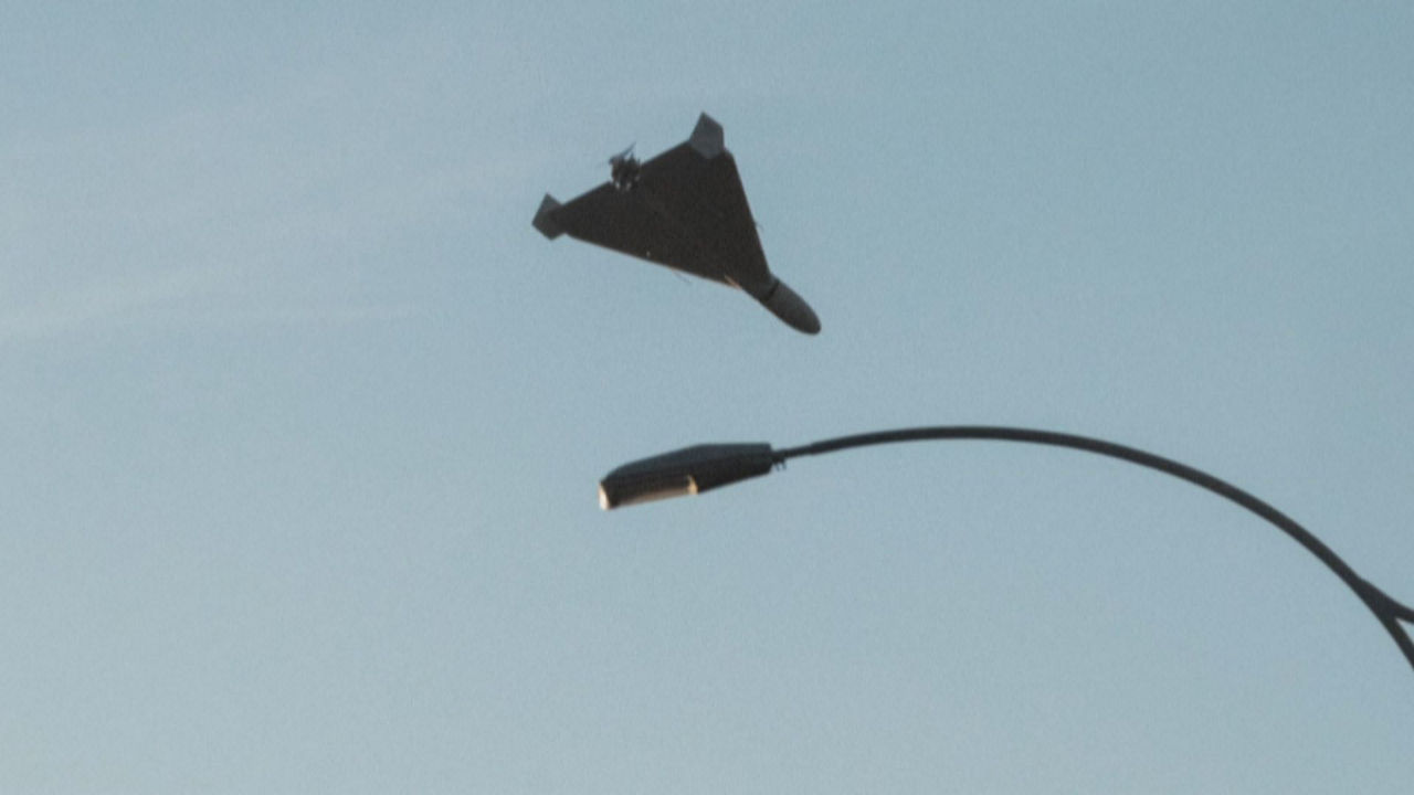 Drone kamikaze bat. Agentzietako bideo batetik ateratako irudia.