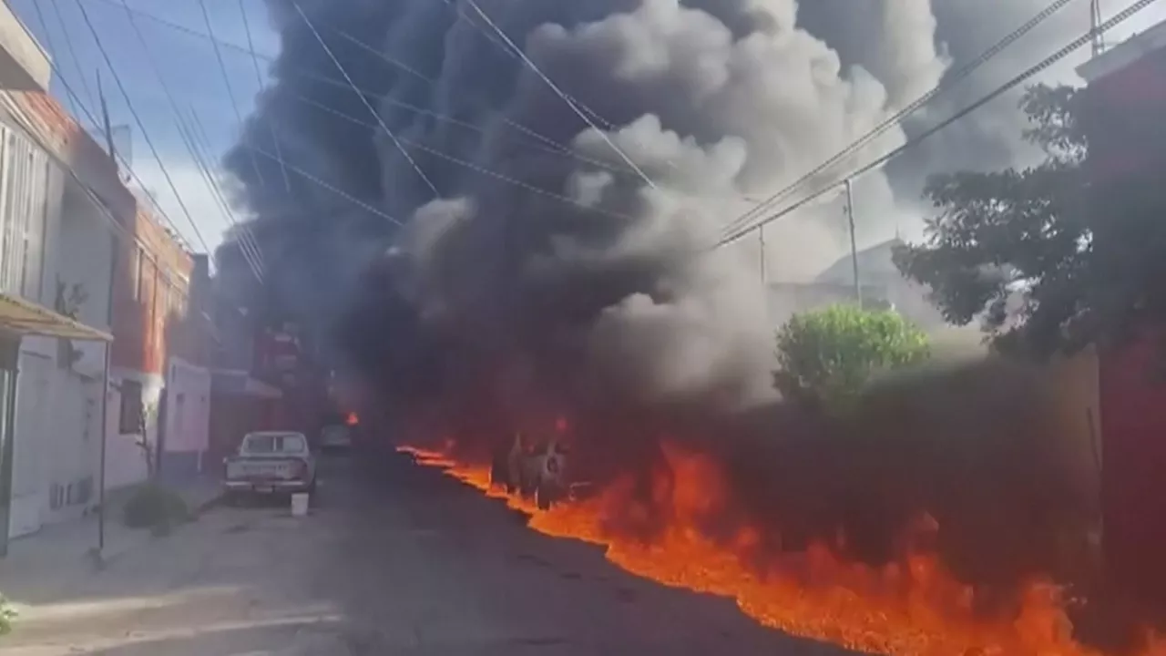 Explosión en Aguascalientes. Imagen obtenida de un vídeo de Agencias.