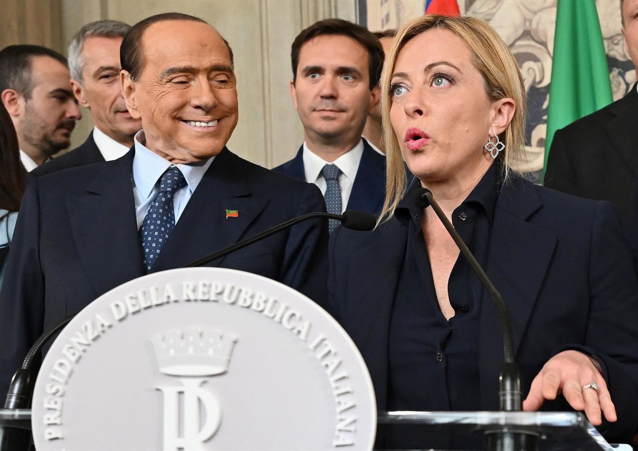 Silvio Berlusconi y Giorgia Meloni. Foto: EFE.
