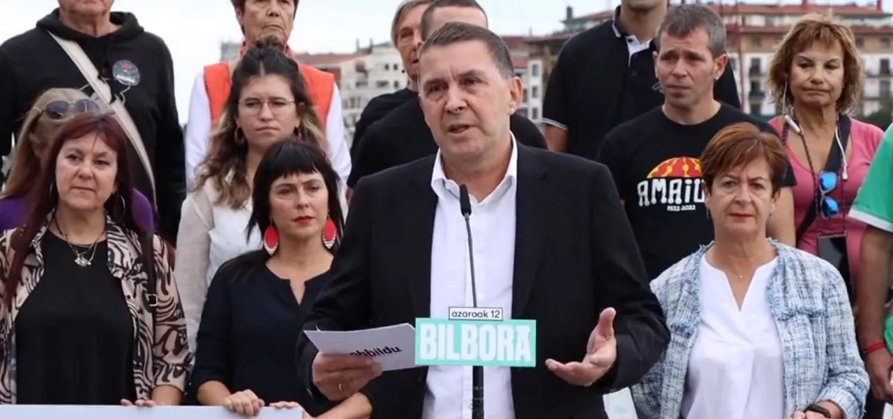 Otegiren agerraldia, larunbat honetan, Portugaleten. Argazkia: EH Bildu