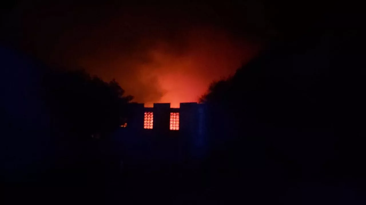Fuego en La Arboleda. Imagen obtenida de un vídeo de EITB Media