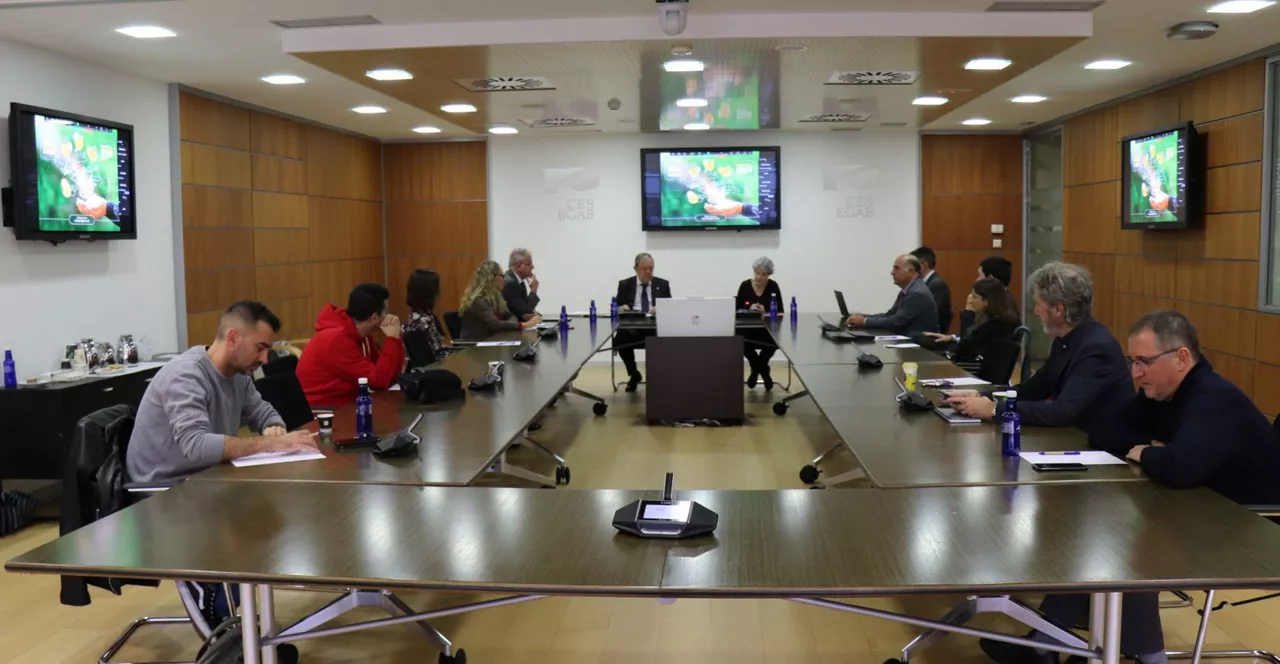 Pedro Azpiazu, hoy, presentando los presupuestos ante el Consejo Económico y Social vasco.