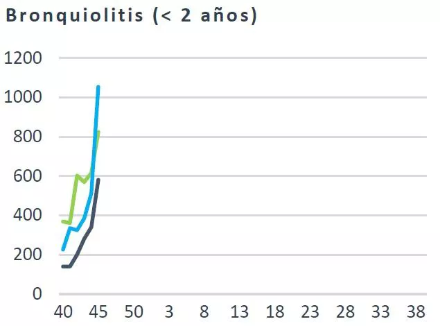 Intzidentzia 100.000 biztanleko: urdina Gipuzkoa, berdea Bizkaia eta grisa Araba. Osasun Saila