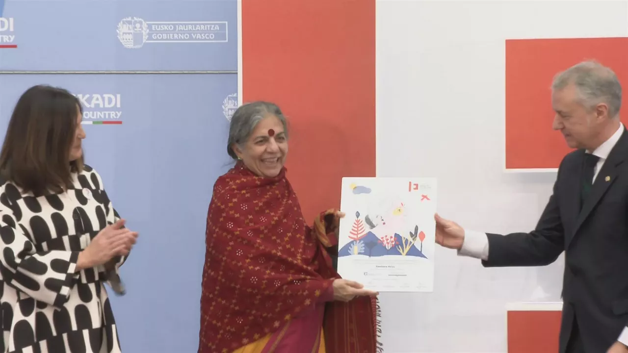 Vandana Shiva. EITB Mediaren bideo batetik ateratako irudia.