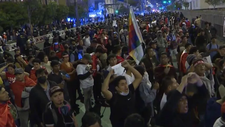 Una imagen de las protestas obtenida de un vídeo de EITB Media.