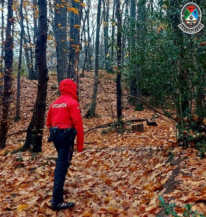 La Ertzaintza busca en un bosque de Errenteria. Foto: Ertzaintza