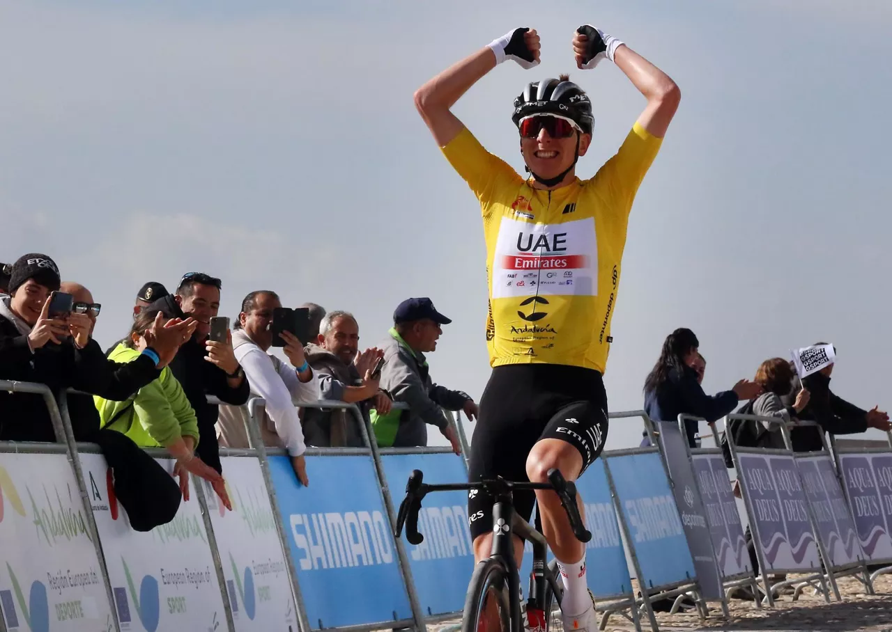 Pogacarrek, oraingoz, Andaluziako Itzuliaren bi etapak irabazi ditu. Argazkia: EFE.