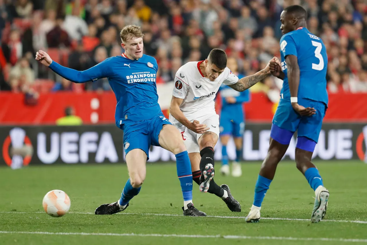 Sevillak 3-0 irabazi du PSV Eindhoven taldearen aurka, emaitza oso ona lortuta. Argazkia: EFE.