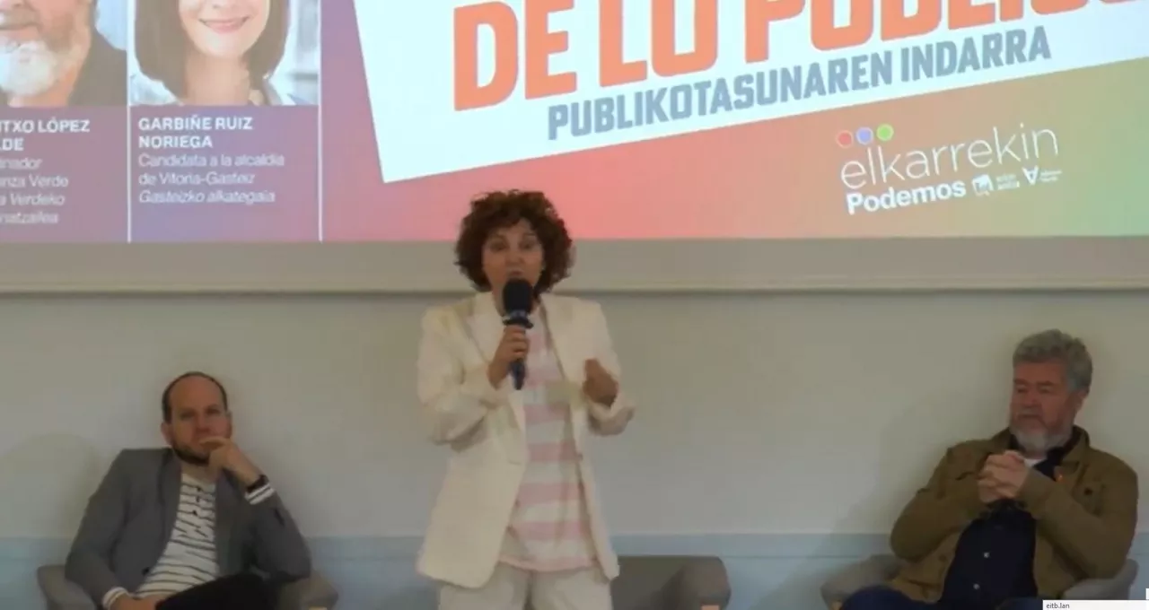 Pilar Garrido, larunbat honetako ekitaldian. Argazkia: @PodemosEuskadi_
