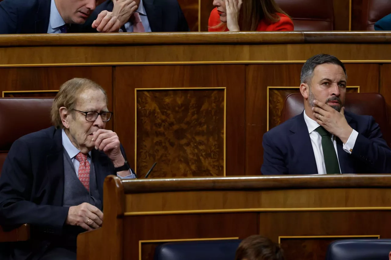 Ramon Tamames Voxeko hautagaia eta Santiago Abascal ultraeskuindarra. Argazkia: EFE