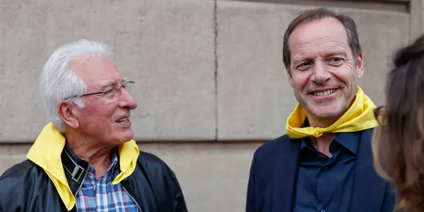 Tourreko zuzendaria, Christian Prudhomme, Luis Zuberorekin batera. Argazkia: EFE