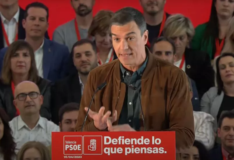 Pedro Sanchez, igande honetan egindako adierazpenetan. Argazkia: PSOE