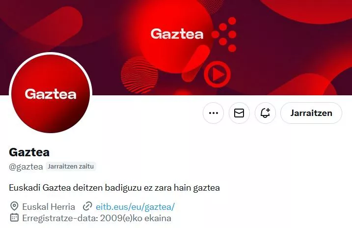 Gaztearen twitter profila