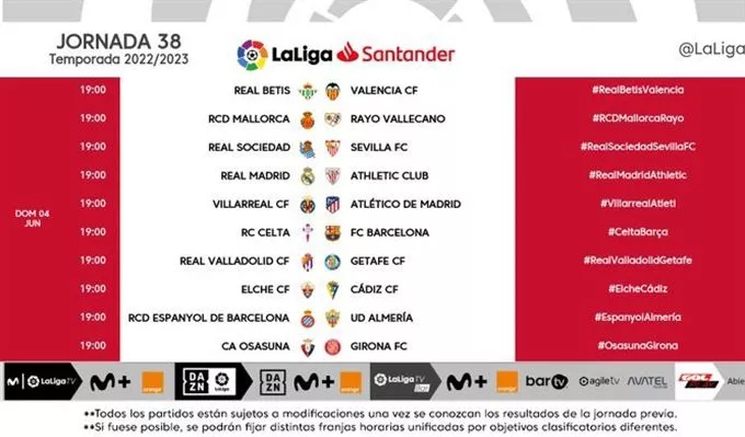 38.jardunaldiko ordutegiak