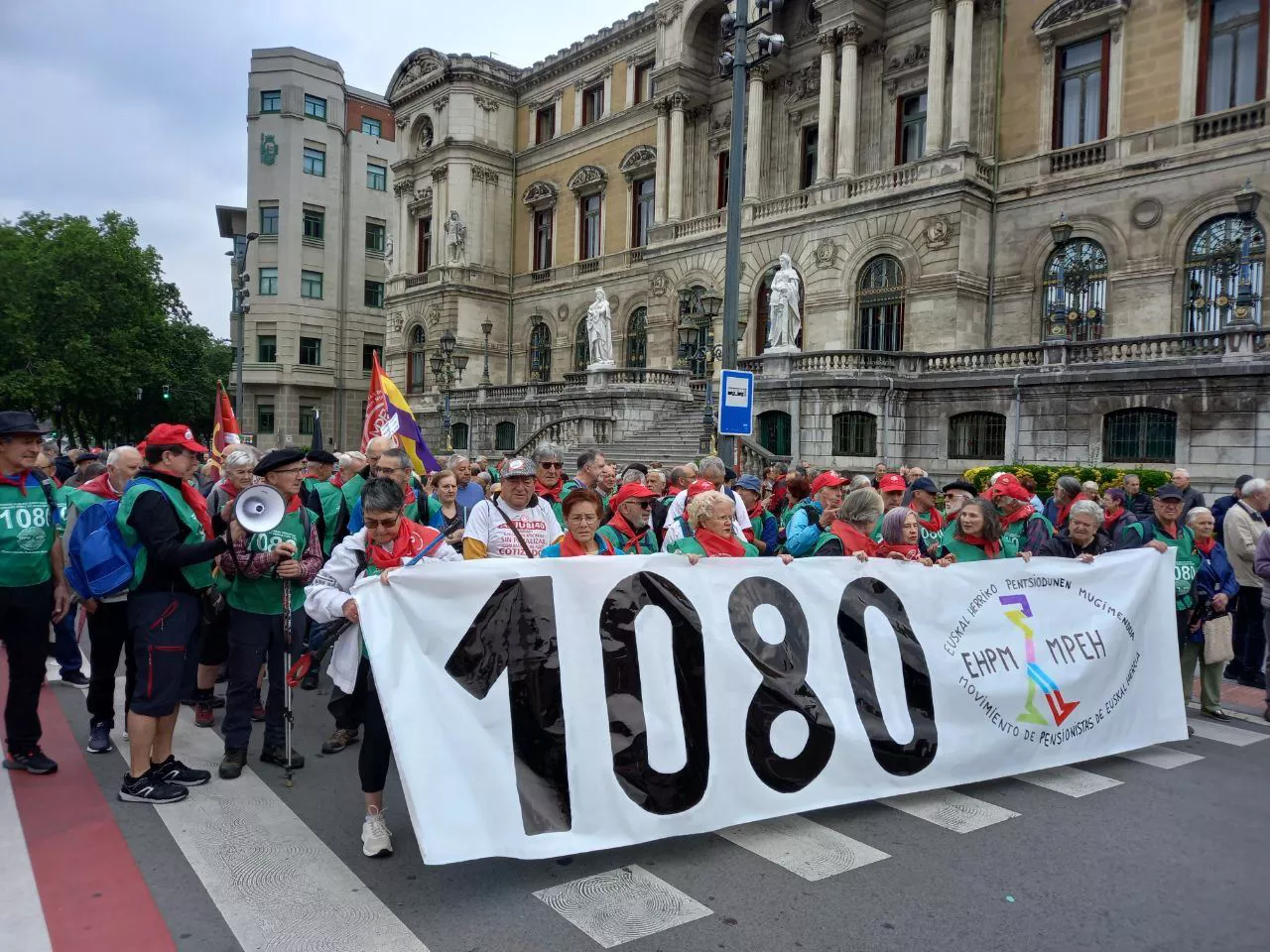 Momento en el que partió una de las columnas desde Bilbao