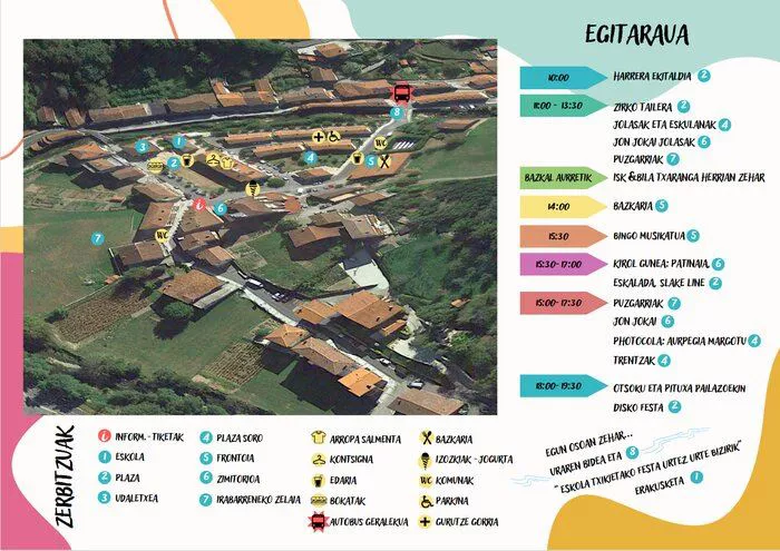 Programa de este domingo. Foto: Organización de Eskola Txikien Festa