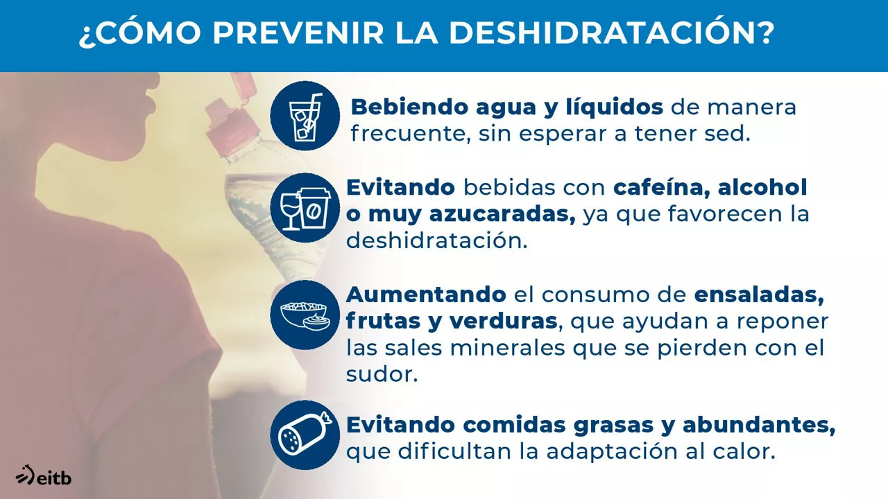 Recomendaciones para evitar la deshidratación.