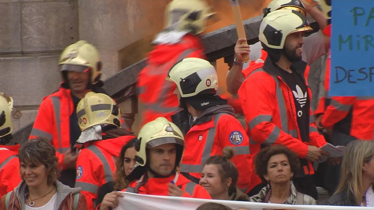 Protesta de los bomberos de Bilbao, el pasado mes de mayo. Foto de archivo: EITB Media