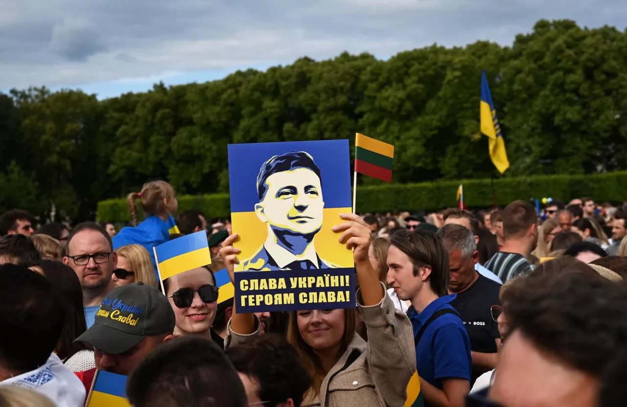 Una manifestación en apoyo a Ucrania en Vilna (Lituania). Foto: EFE