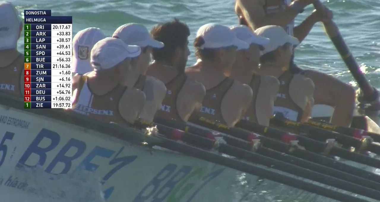 Zierbena izan da aurreneko postuan, sailkatze estropadan. Argazkia: EITB Media.