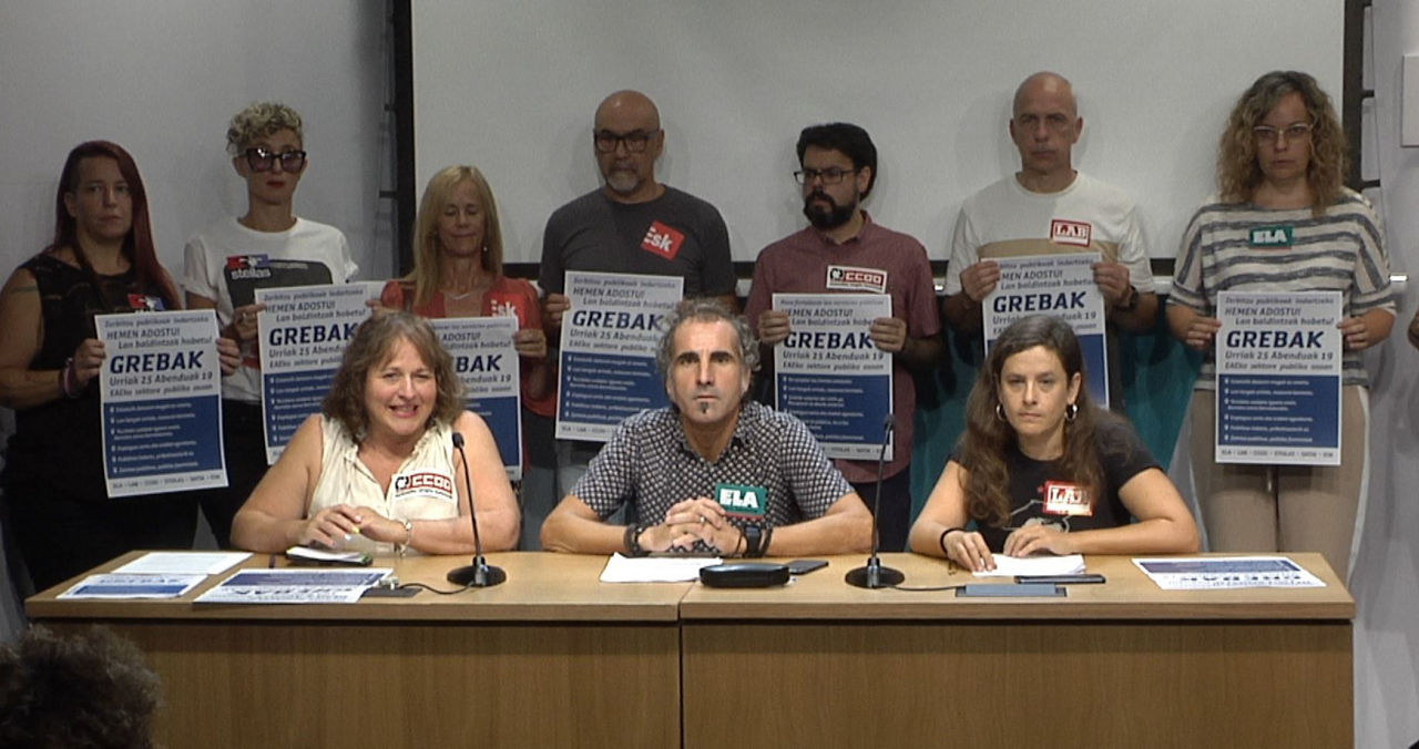 ccoo ela lab sindicatos sindikatuak greba huelga sector publico sektore publikoa eitb