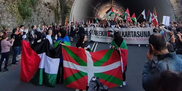 Palestinaren aldeko manifestazioa Donostian. Argazkia: EITB