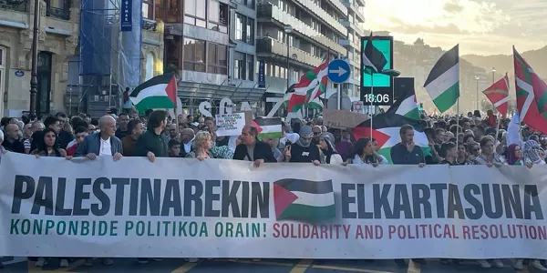 Palestinaren aldeko manifestazioa Donostian. Argazkia: EITB