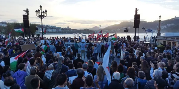 Palestinaren aldeko manifestazioa Donostian. Argazkia: EITB