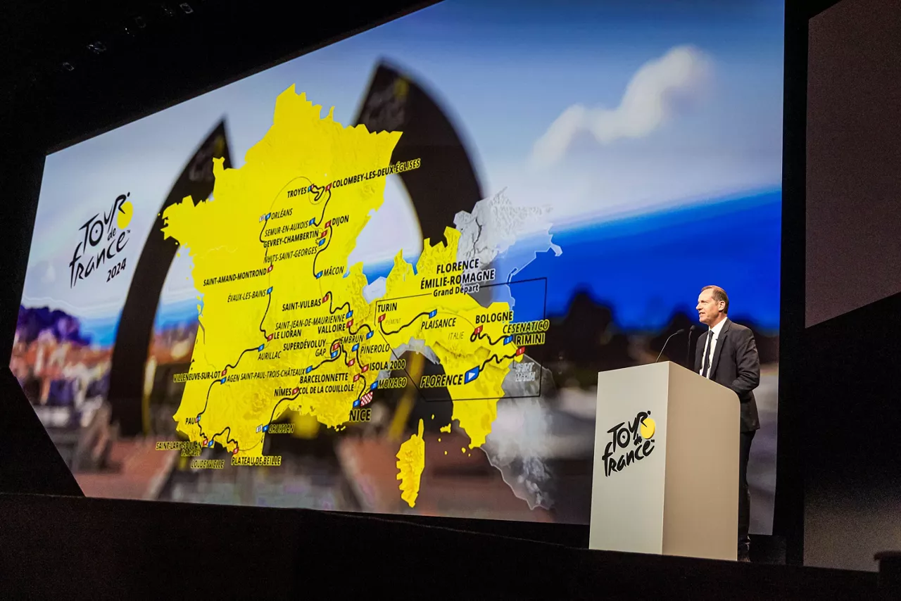 2024ko gizonezkoen Frantziako Tourraren ibilbidea aurkeztu dute. Argazkia: EFE.