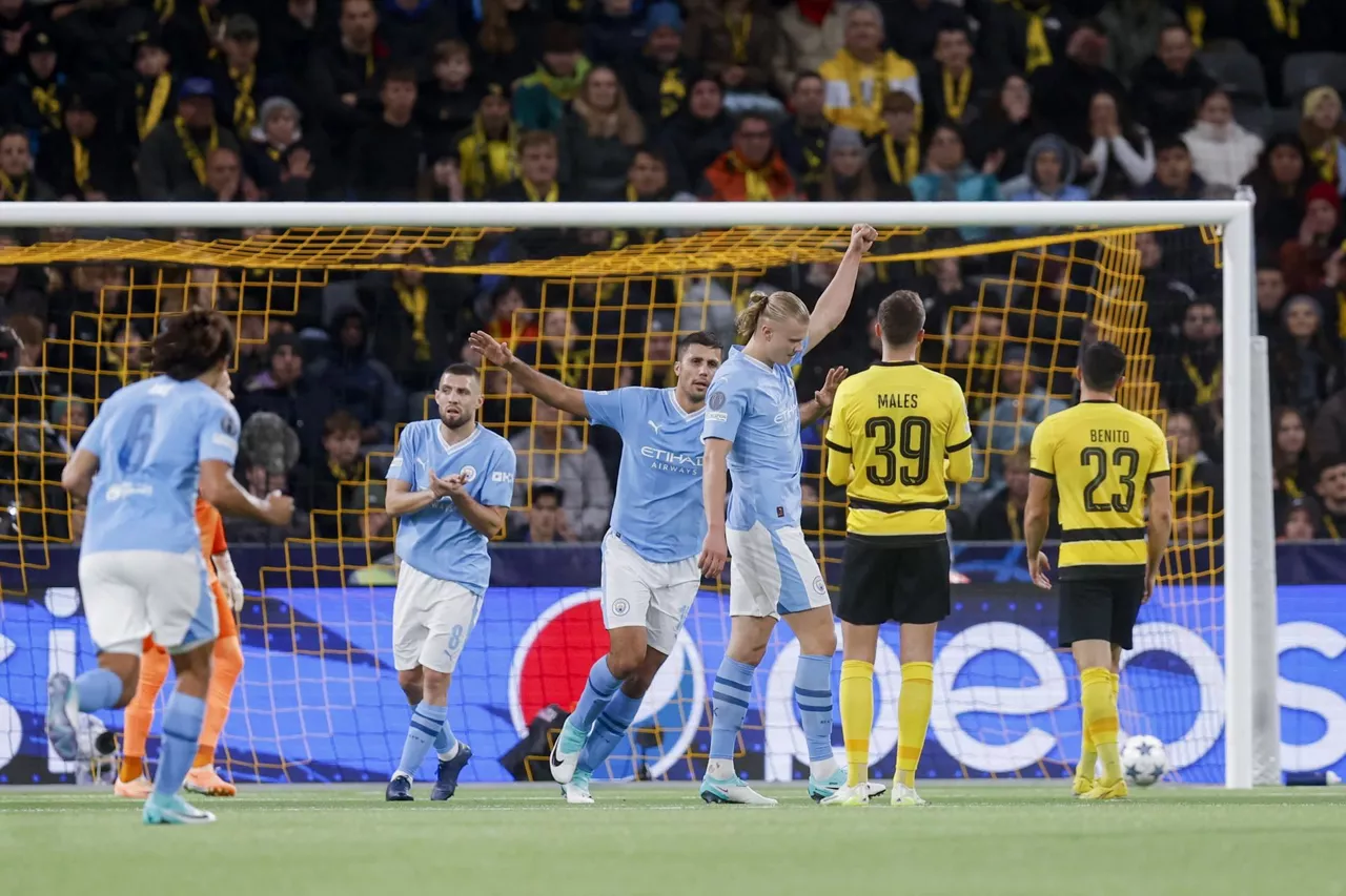 Erling Haaland celebra el 1-3 ante el Young Boys en la tercera jornada de la Champions League