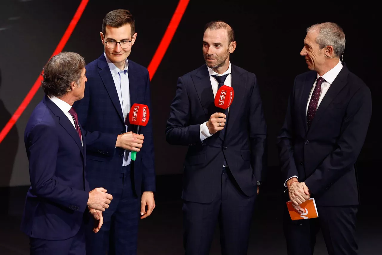 Carlos Rodríguez eta Alejandro Valverde Itzuliaren aurkezpenean, Madrilen. Argazkia: EFE