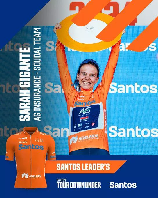 Foto de archivo de Sarah Gigante, tras ganar el Tour Down Under