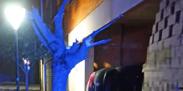 Zangozan istripua izan duen autoa. Argazkia: Nafarroako Suhiltzaileak