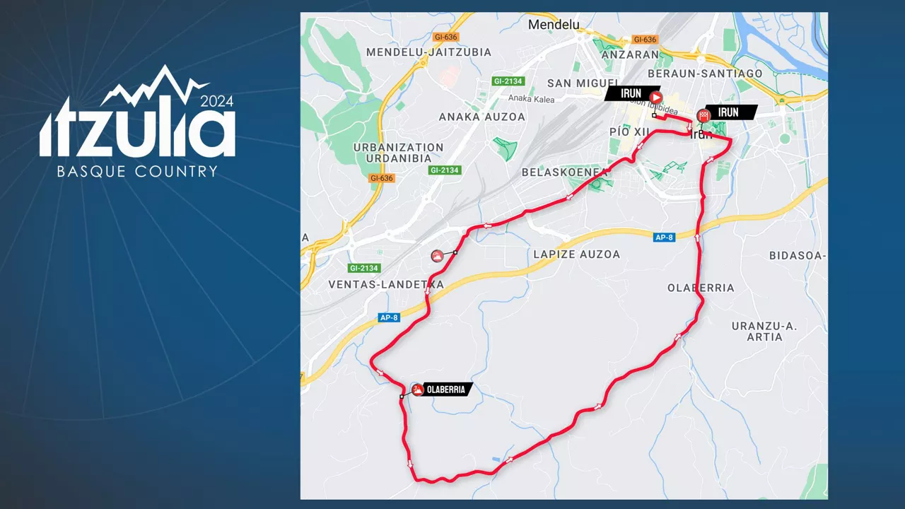 2024ko Euskal Herriko Itzuliaren 1. etapako ibilbidea. Irudia: itzulia.eus.