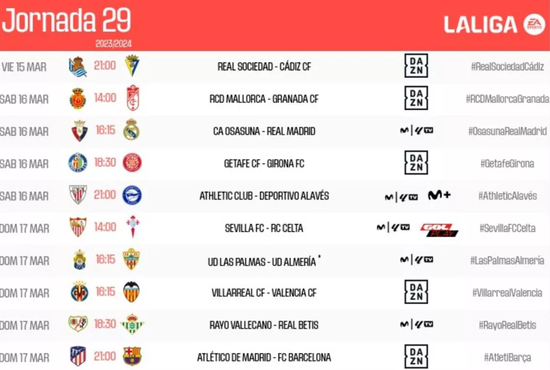 29. jardunaldiko egutegia