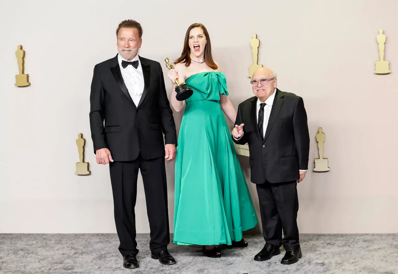 Jennifer Lame, Arnold Schwarzenegger eta Danni DeVito. Argazkia: EFE