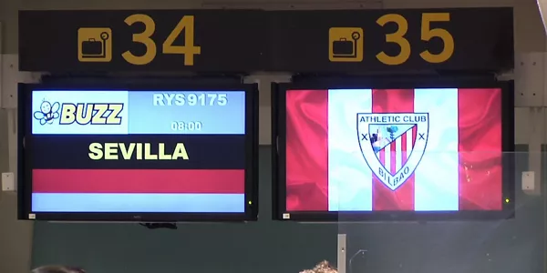 Afición rojiblanca camino a Sevilla. EITB Media
