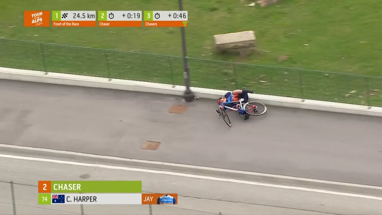 Harper ha sufrido una dura caída en la etapa del jueves. Foto: EITB Media.