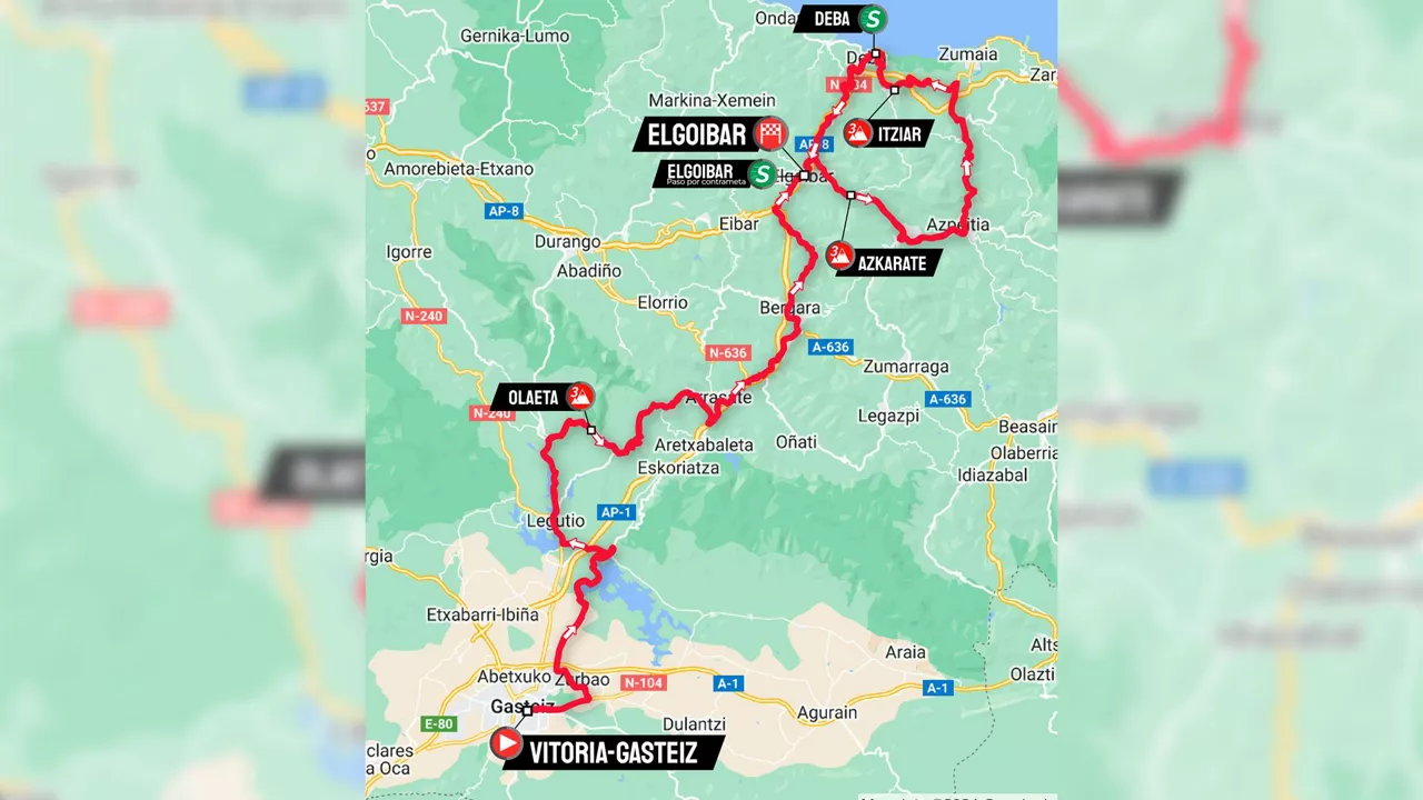 2024ko Itzulia Womeneko lehen etaparen mapa. Irudia: itzulia-women.eus.