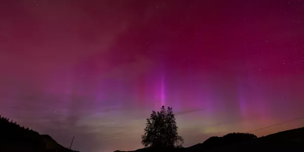 Aurora boreal en Berastegi. Foto: Josema Dieguez