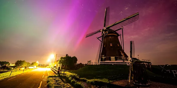Aurora boreal en Holanda. Foto: EFE