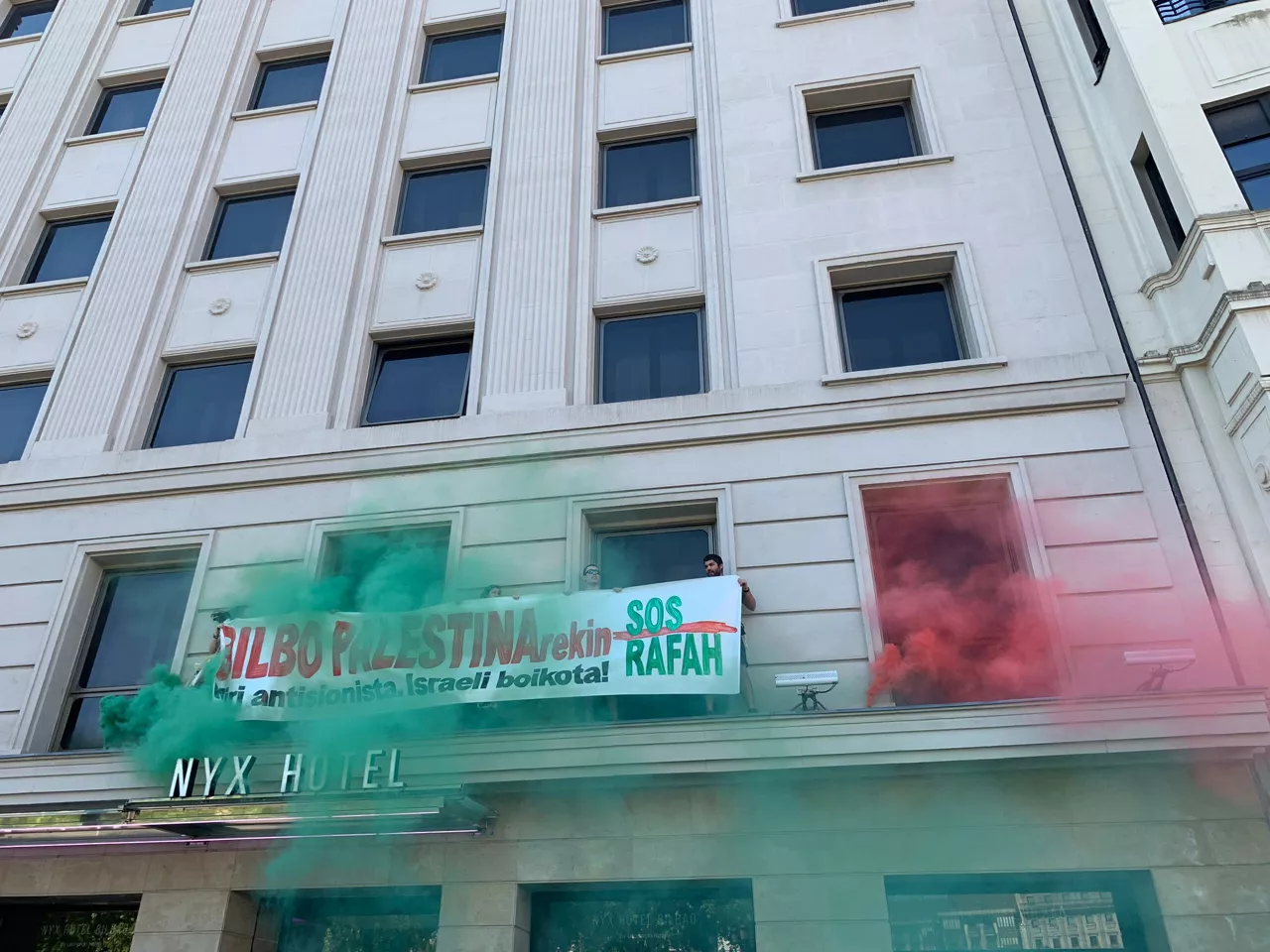 Palestina aldeko ekintza Bilboko Nyx hotelean