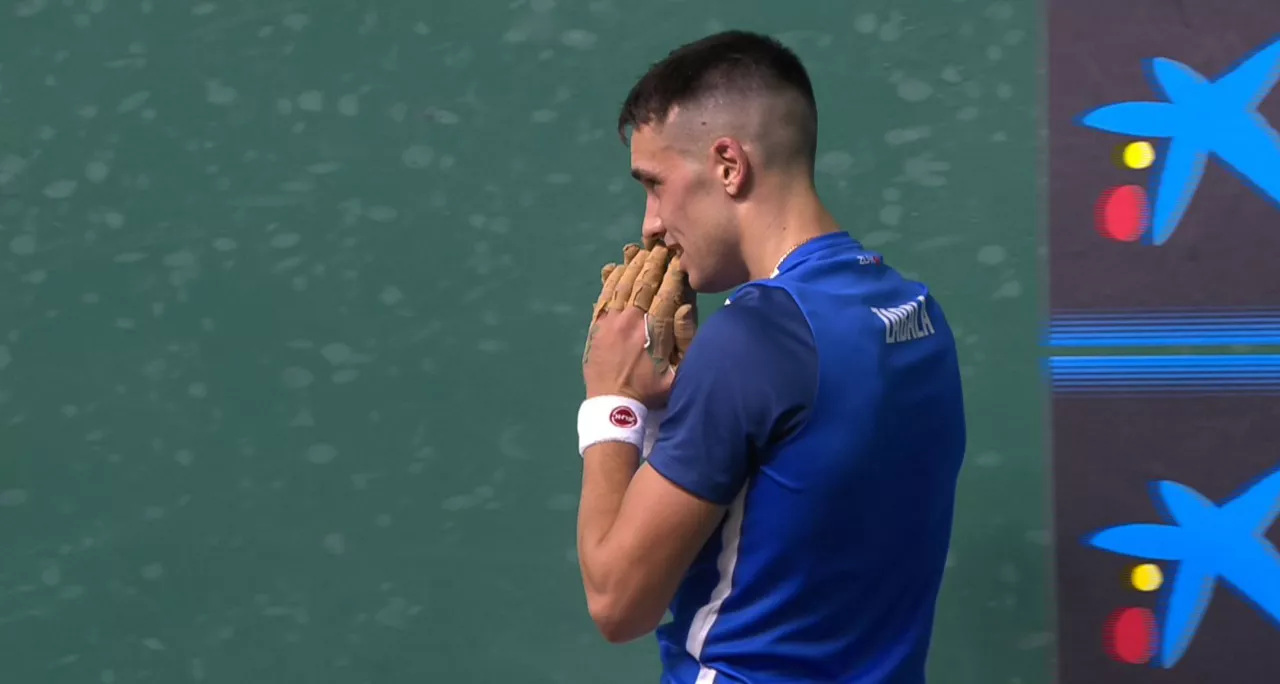 Javi Zabala, Lasoren aurkako partidan.