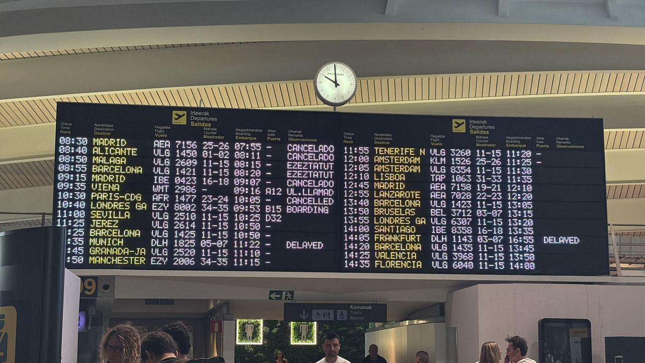 Muchos vuelos cancelados en Loiu por el fuerte viento