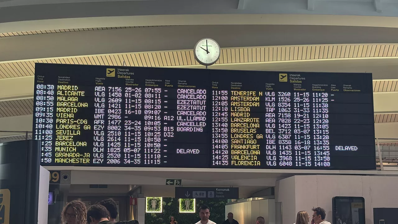 Muchos vuelos cancelados en Loiu por el fuerte viento