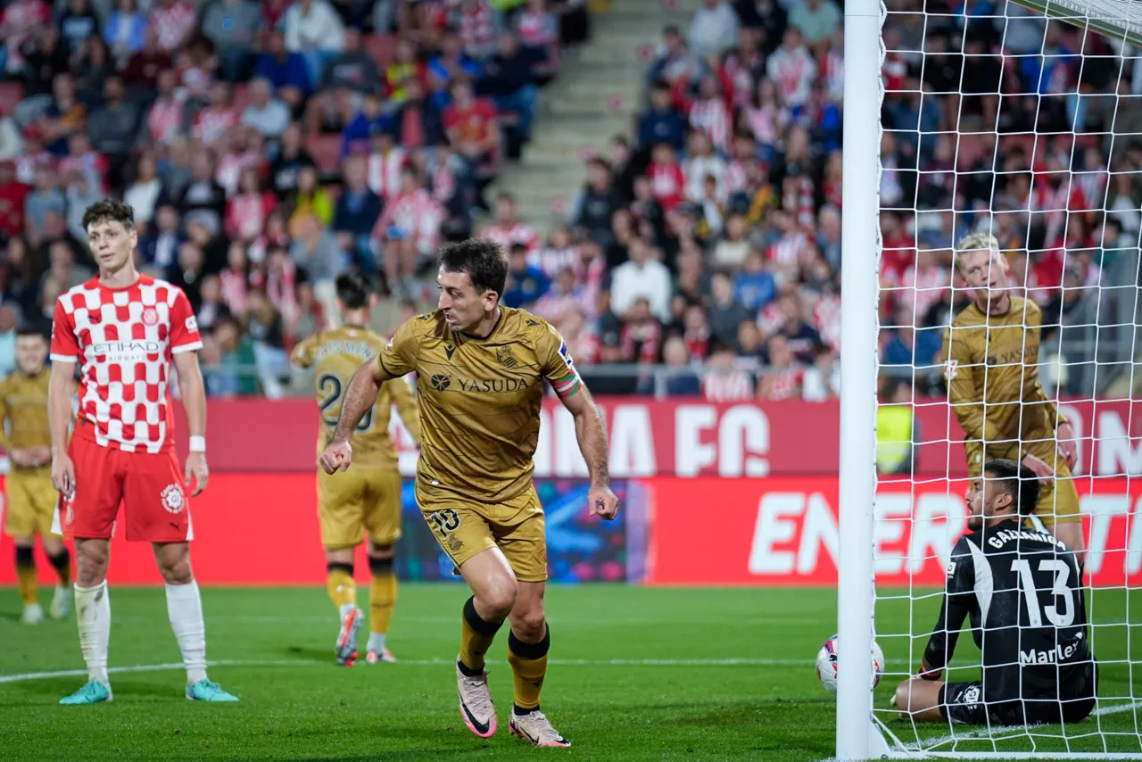 Mikel Oyarzabal celebra el gol ante el Girona. Foto: EFE